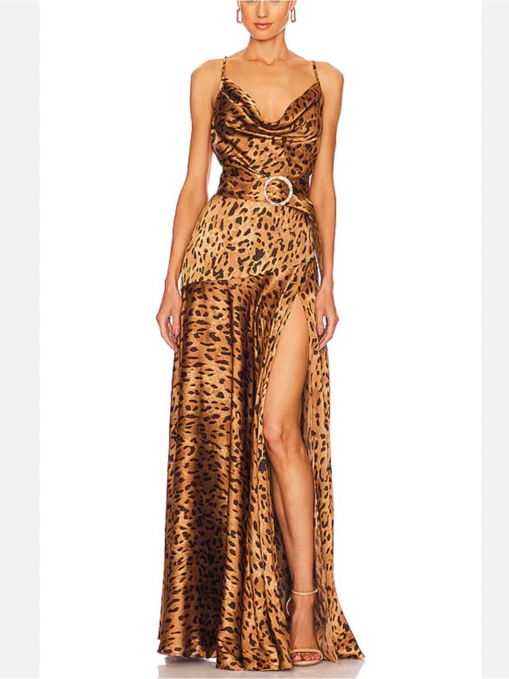 Bronx and Banco Leo Animal-Print cowl-neck gown